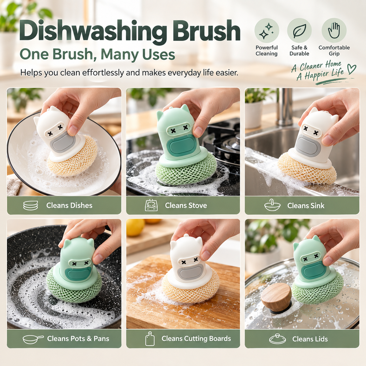 New Cartoon Press-Type Cleaning Scrub Brush