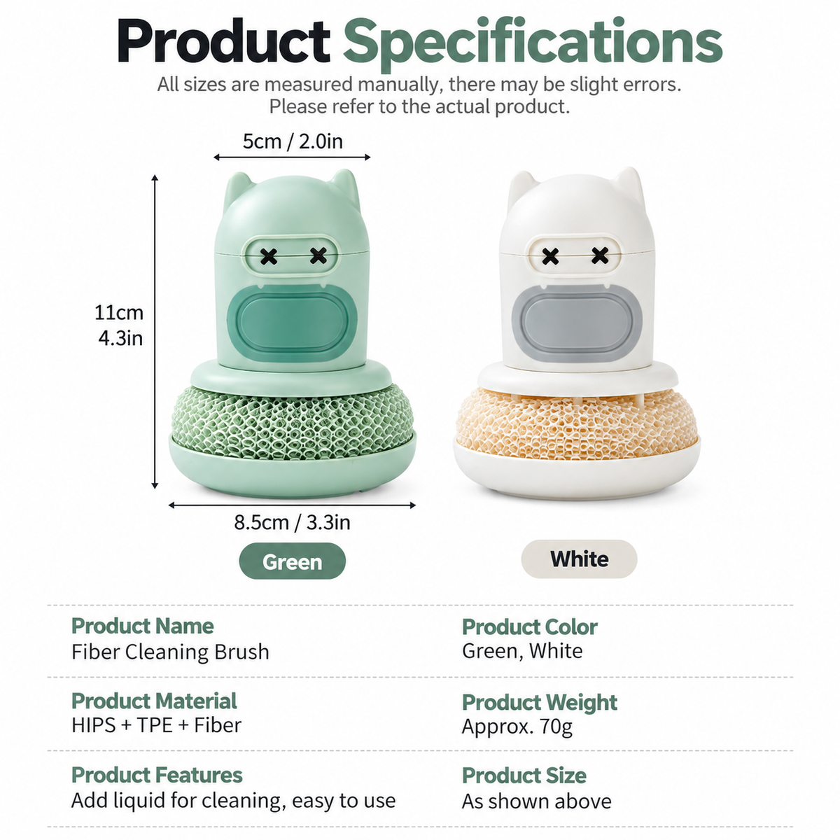New Cartoon Press-Type Cleaning Scrub Brush